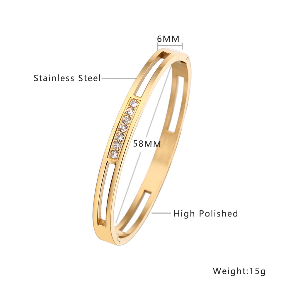 Wholesale Titanium Steel 18k Gold Plated Diamond Bracelet