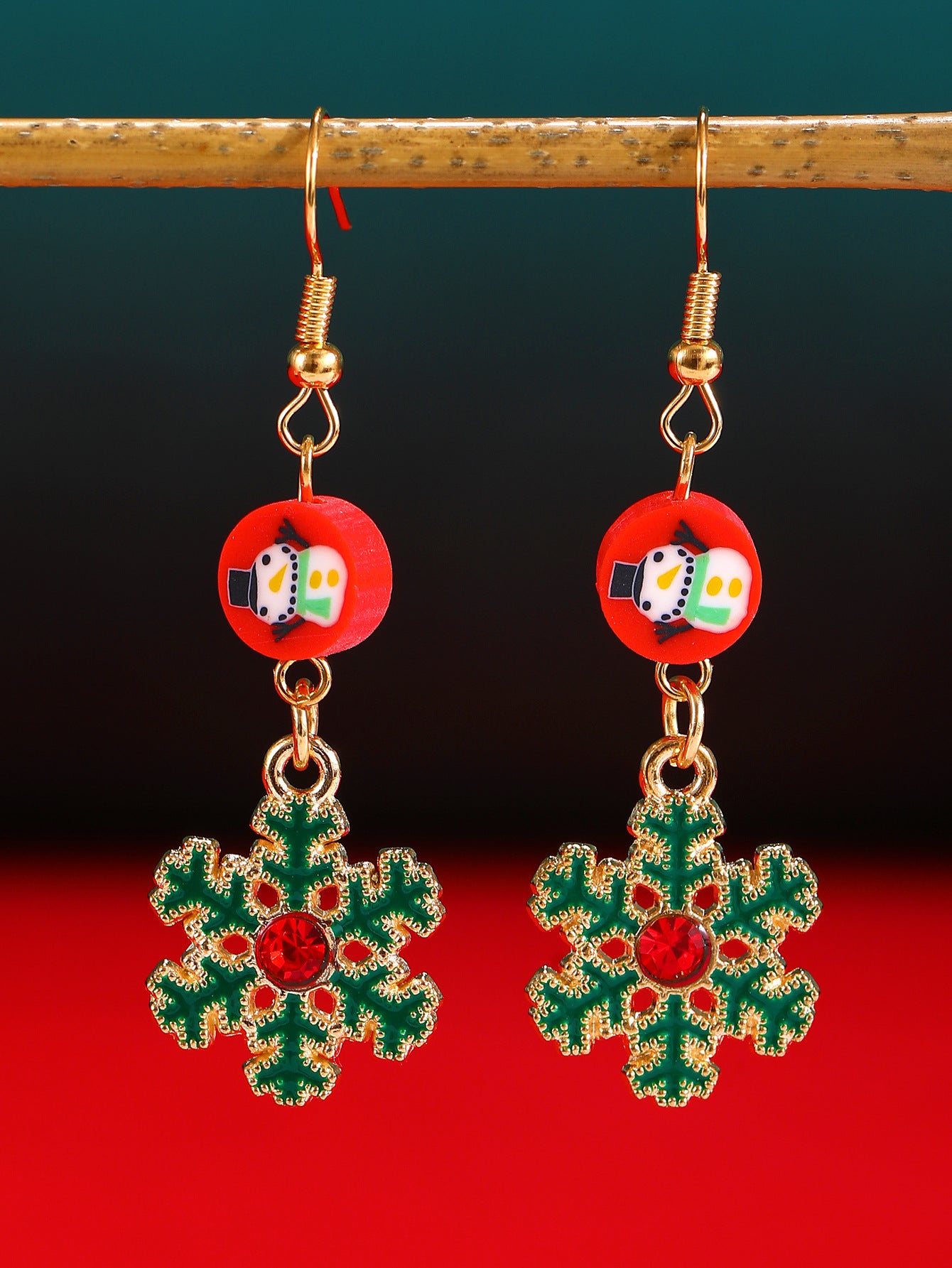Wholesale Diamond-encrusted Christmas tree earrings