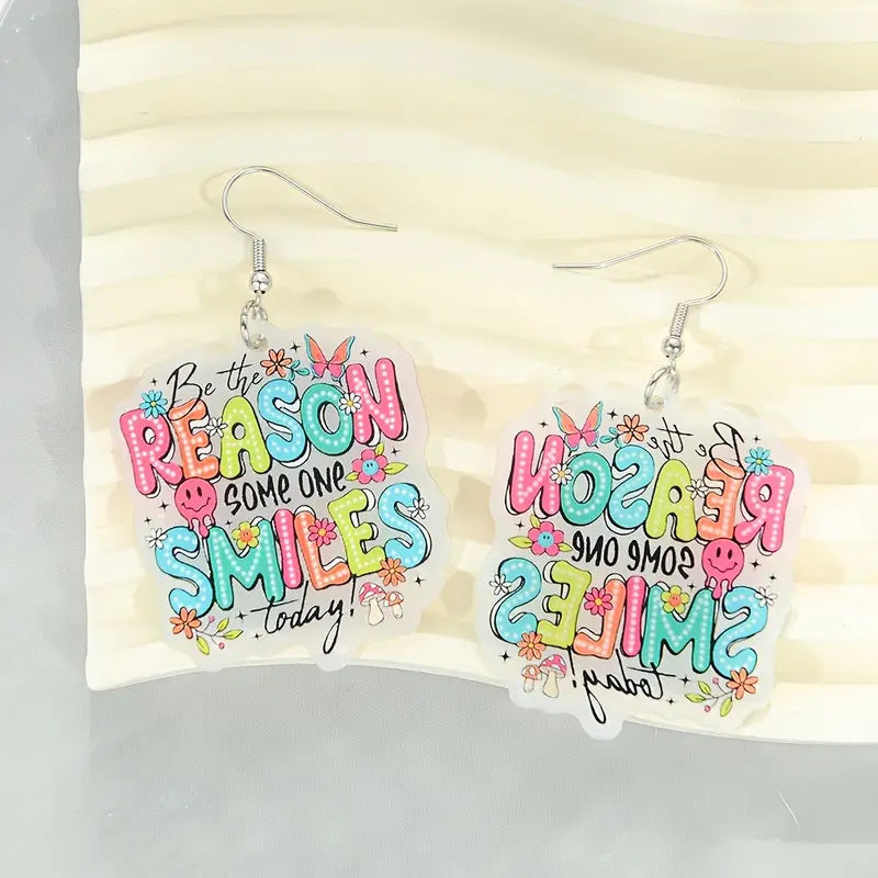 Wholesale " You did it"  English letter acrylic encouragement earrings