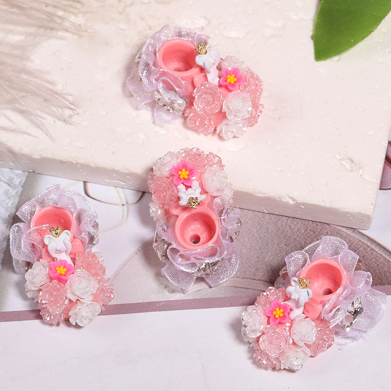 Wholesale 10pcs Heavy Resin Camellia Crystal Shoes Full of Diamond Beads