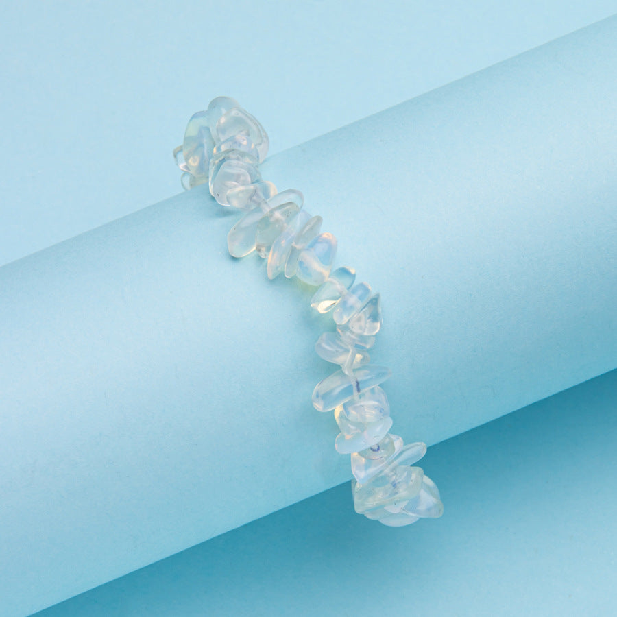 Wholesale natural stone crystal agate colorful gravel elastic bracelet