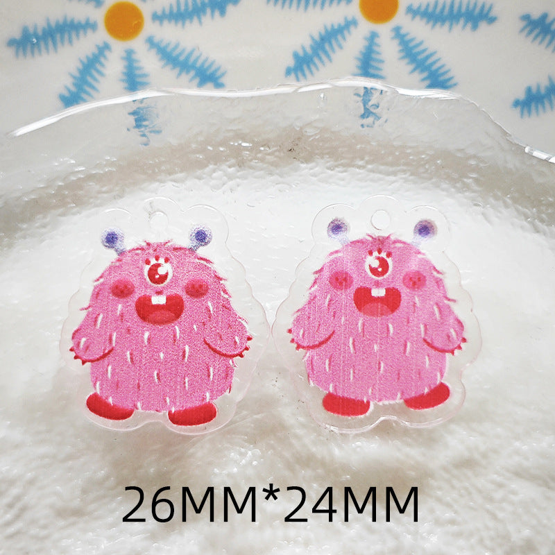 Wholesale 10pcs Double-sided bow three-dimensional relief acrylic jewelry accessories DIY pendant with holes cartoon character cute