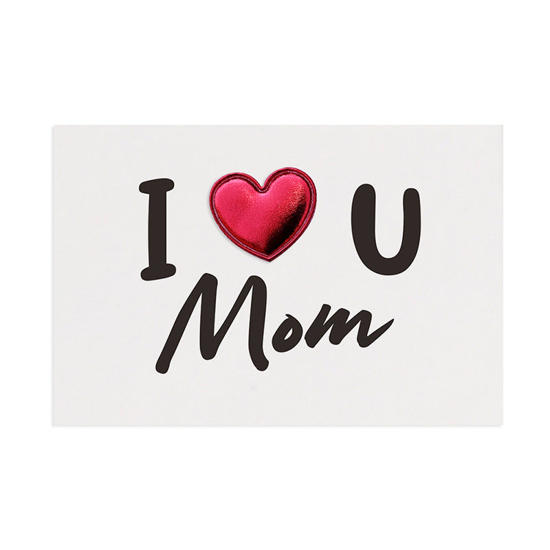 Wholesale of 10pcs/packDIY Leather Love Three-dimensional I Love You Mother's Day Card