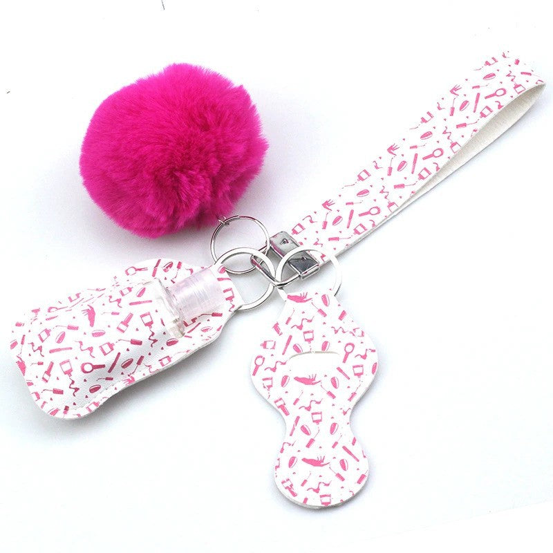 Wholesale PU Leather Case Empty Bottle Keychain Accessory Set