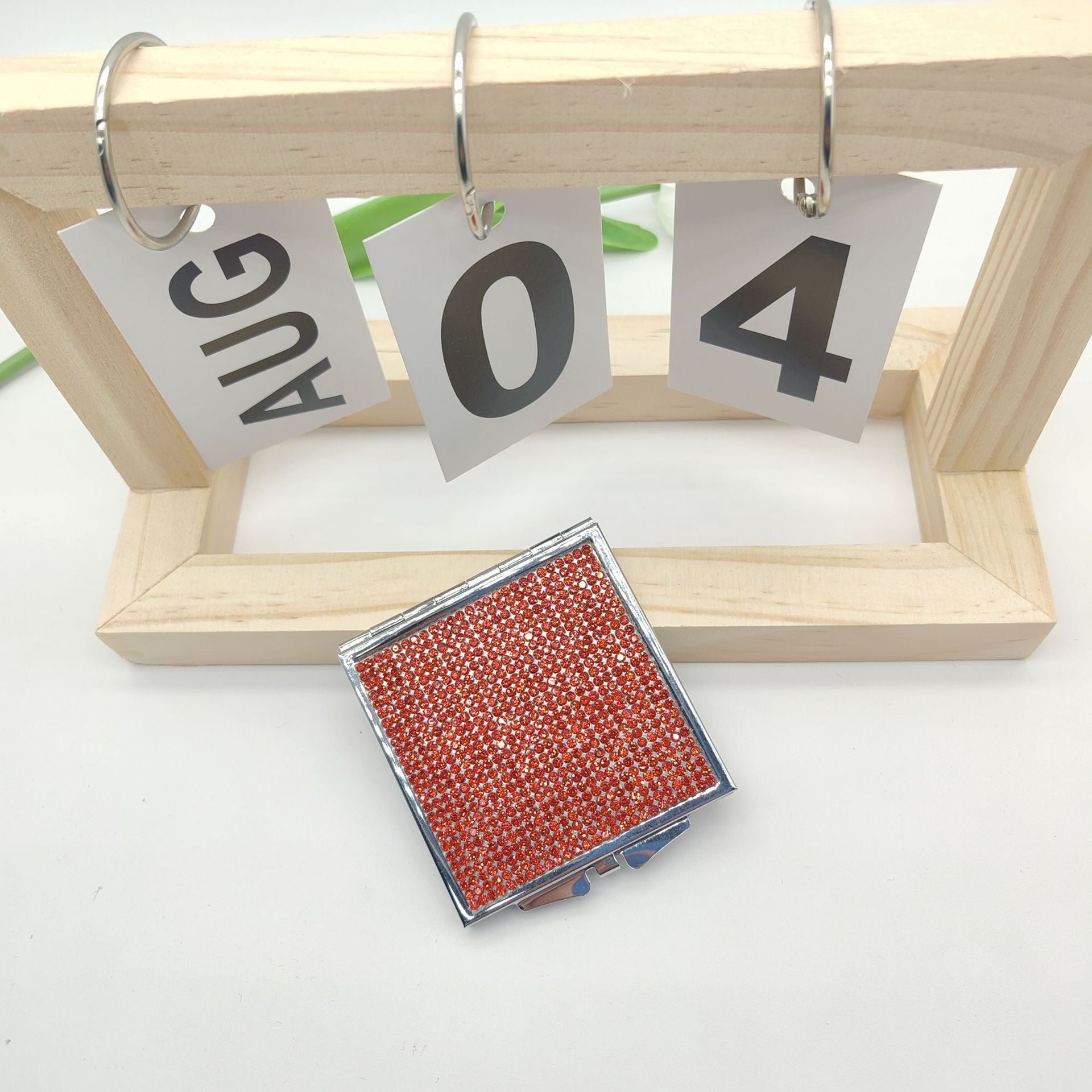 Wholesale fashion block metal cross-border rhinestone fashion folding makeup mirror