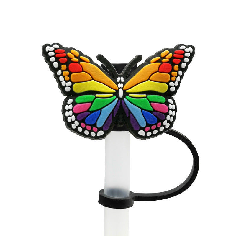 Wholesale 10pcs Butterfly Straw Cap Silicone Dust Plug