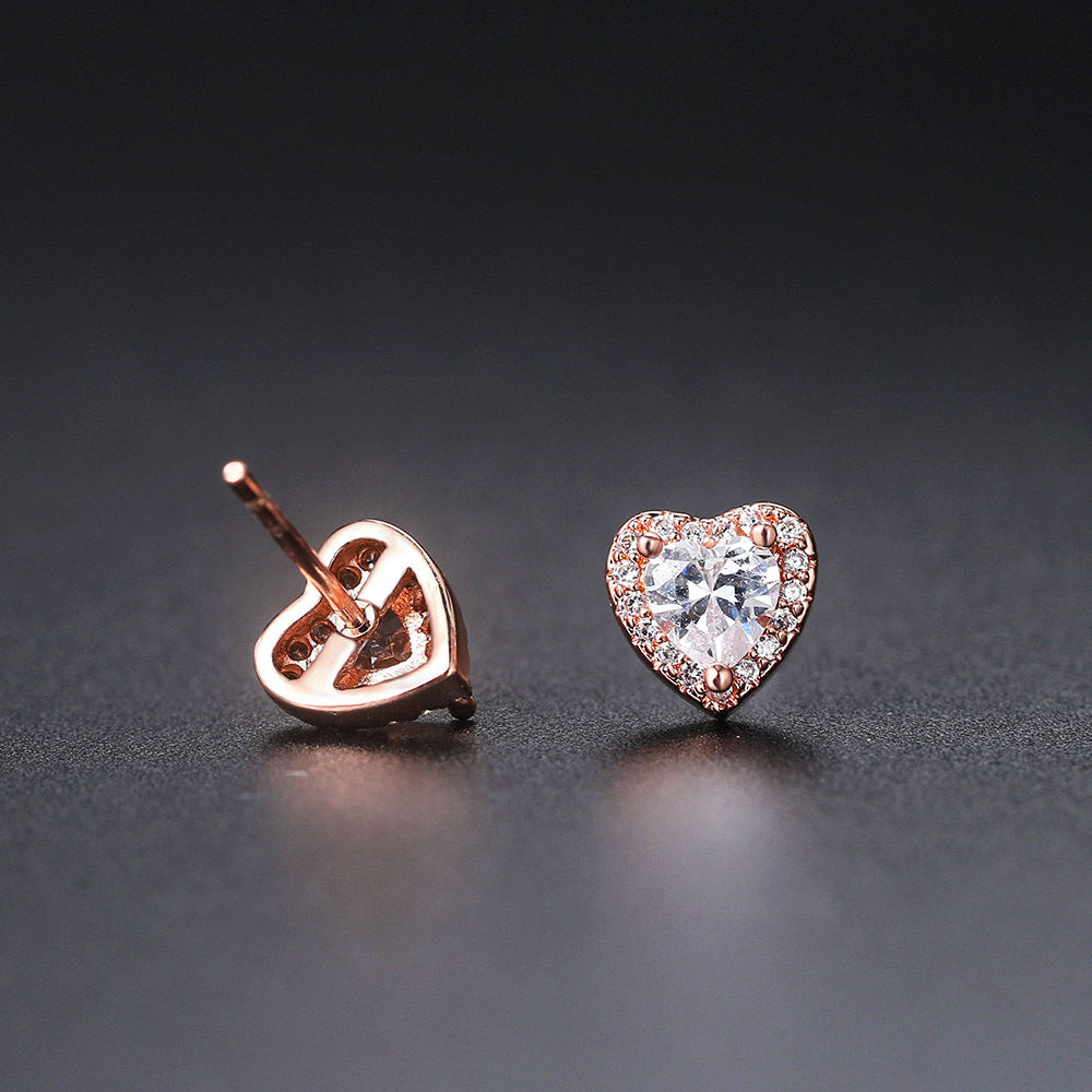 Wholesale Gold-plated Copper Heart-shaped Zircon Ring Set of Three