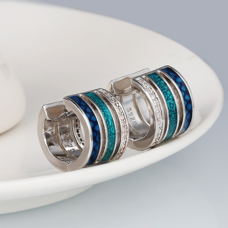 Wholesale Geometric Hollow Enamel Color Matching Copper Ring Set