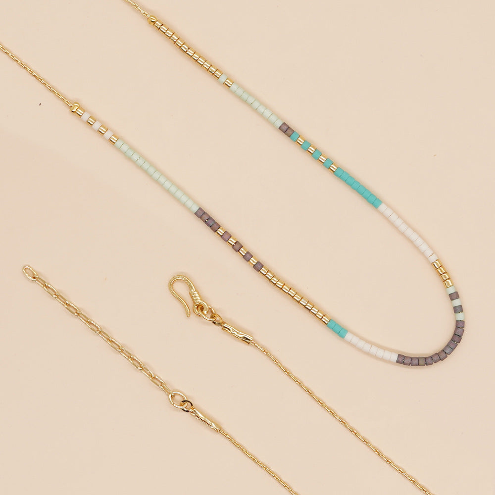 Wholesale Rainbow Rice Beads Glass Necklaces