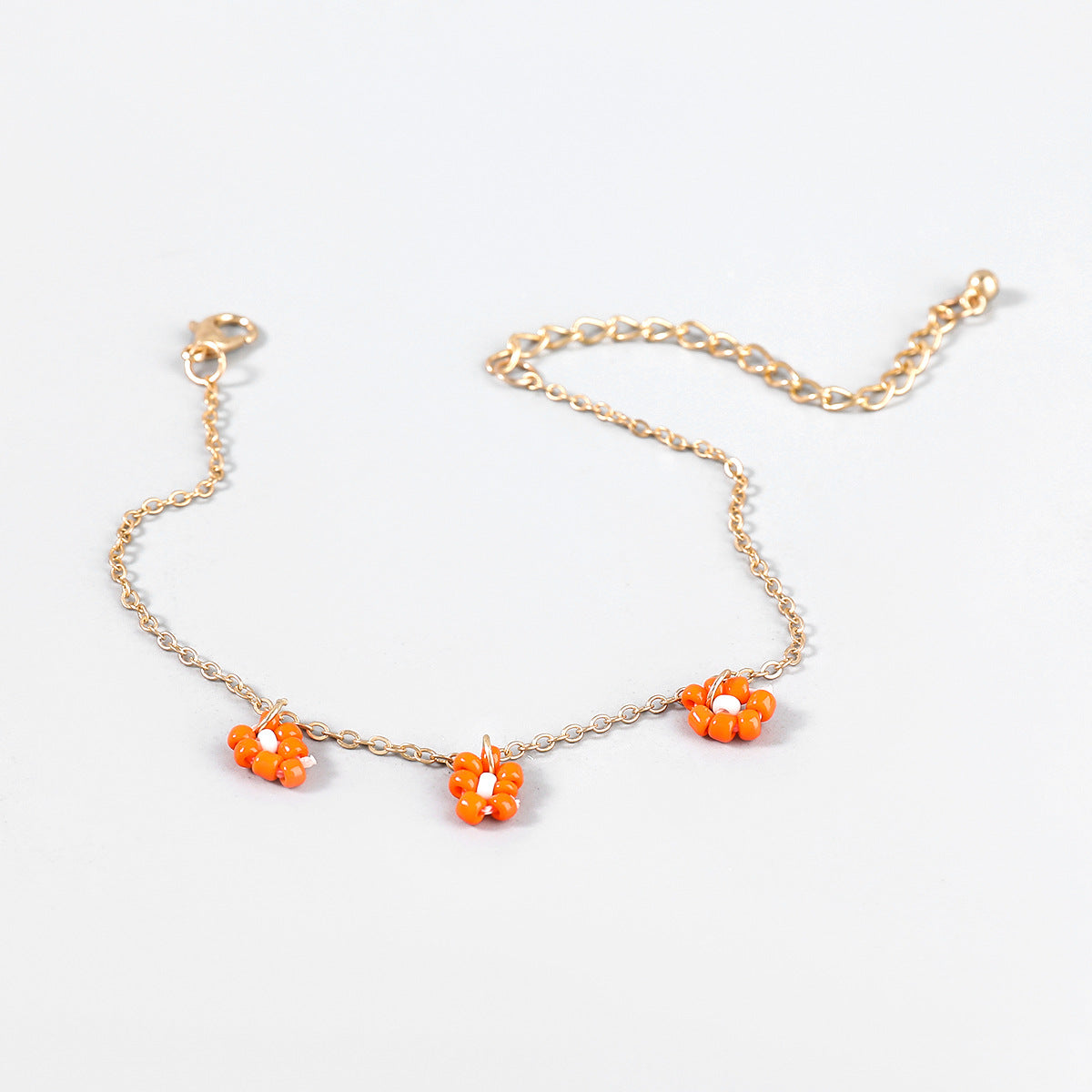 Wholesale Rice Beads Weaving Simple Flower Alloy Bracelet