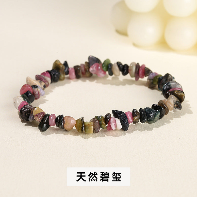 Wholesale natural crystal agate colorful gravel elastic bracelet