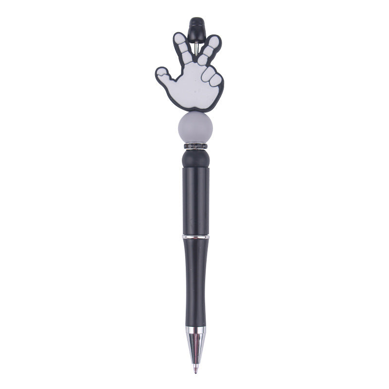 Wholesale Beaded Pens DIY Handmade Palm Silicone Beads Black Plastic Multifunctional Ballpoint Pen
