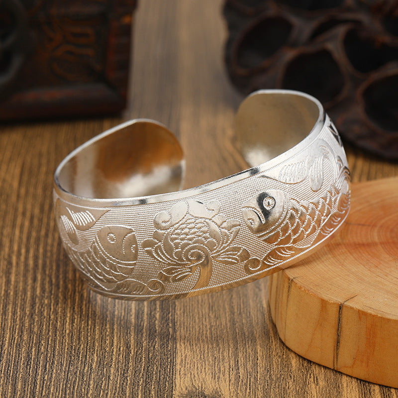 Wholesale Vintage Ethnic Style Miao Silver Bracelet