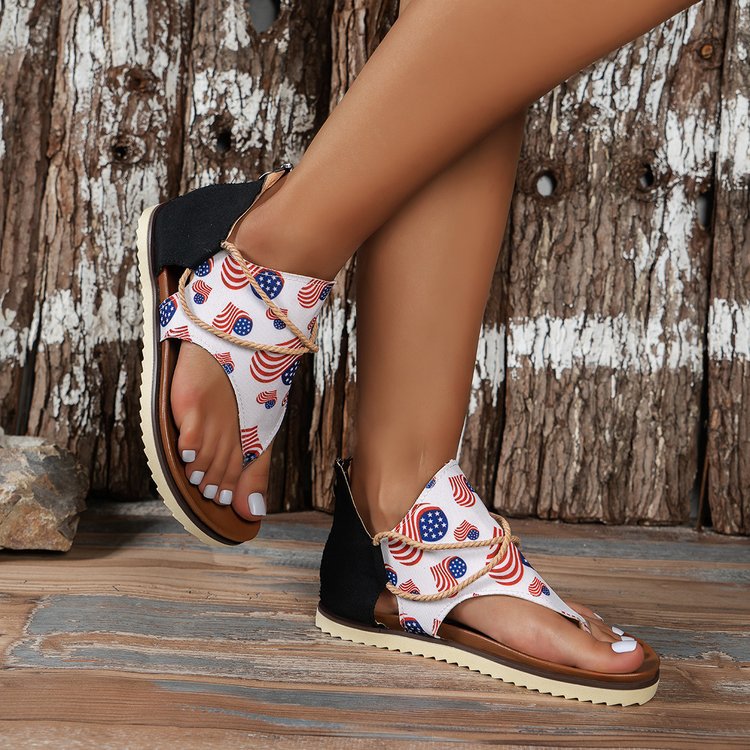 Wholesale New summer printed flat thong beach sandals