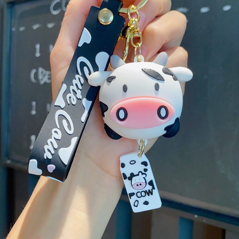 Wholesale cute cow cartoon bag charm silica gel keychain