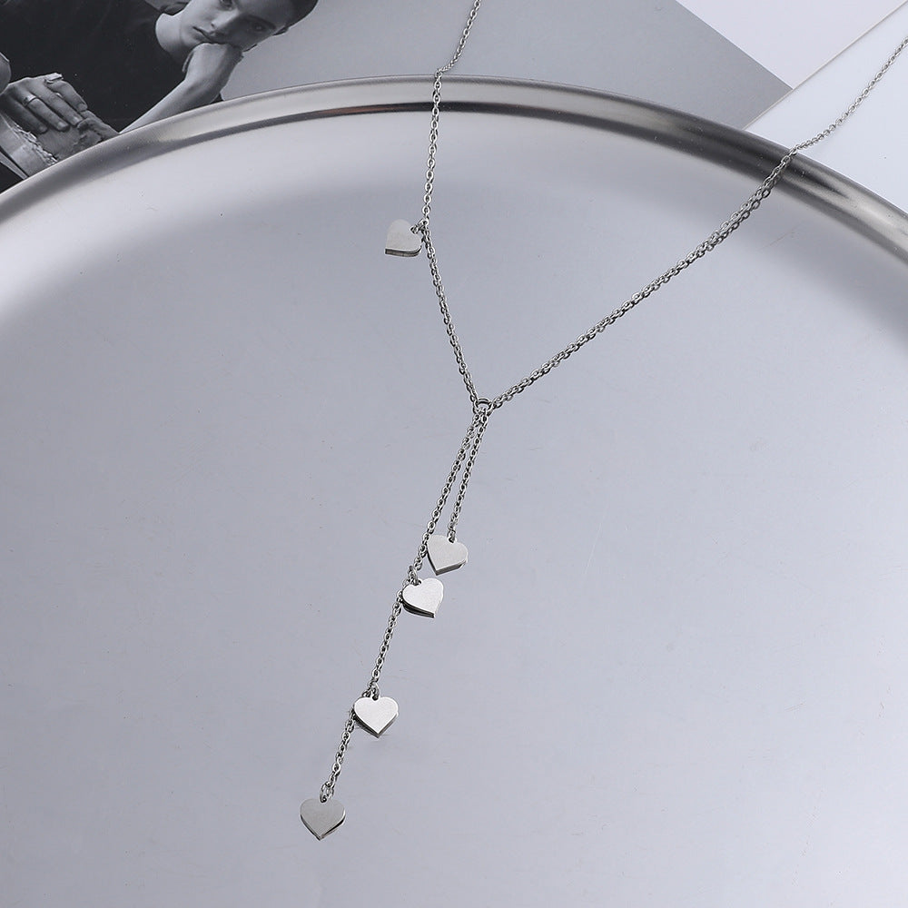 Wholesale Titanium Steel Tassel Love Necklace Clavicle Chain