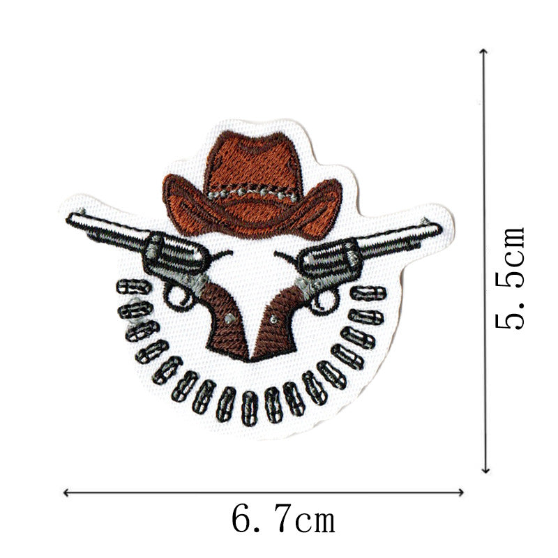 Wholesale Western Cowboy Creative Embroidery Sharpshooter Hat, Reins, Violin Boots Accessories Patch FS