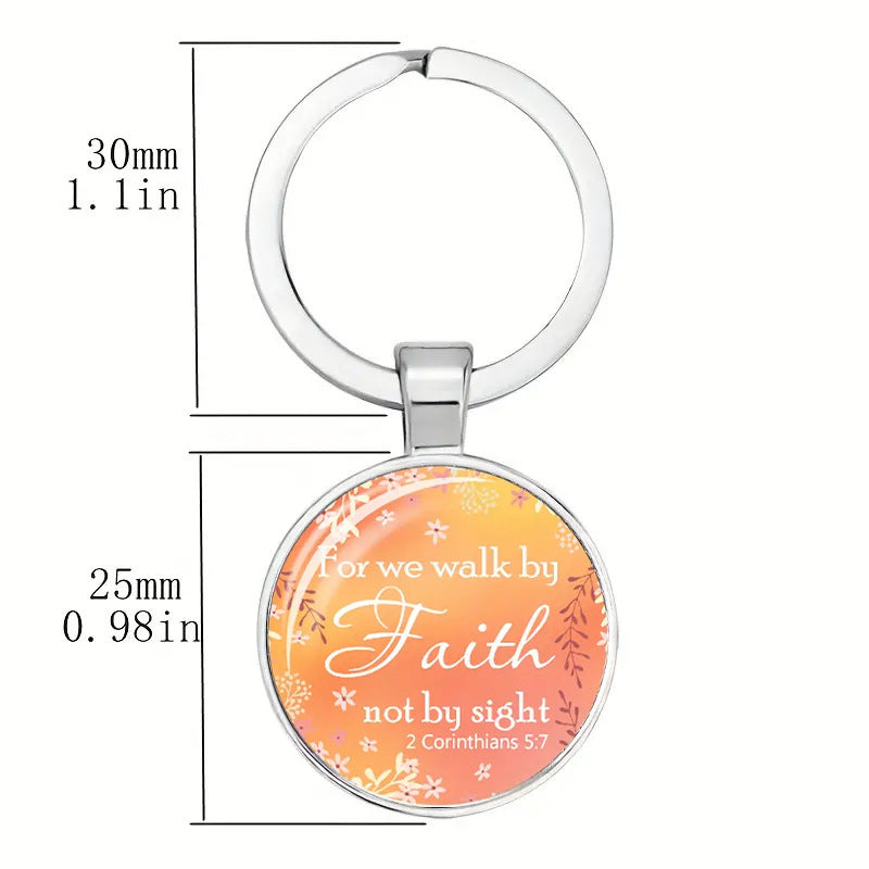 Wholesale for We Walk By Faith Time Gem Metal Keychain