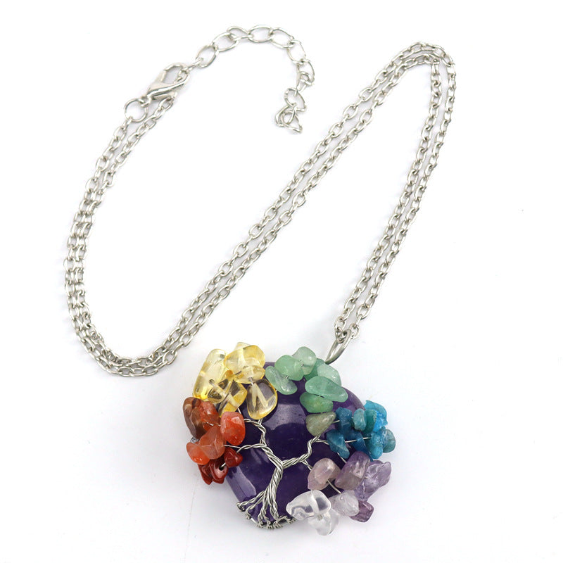Wholesale Handmade Winding Natural Crushing Thestes Life Tree Love Necklace