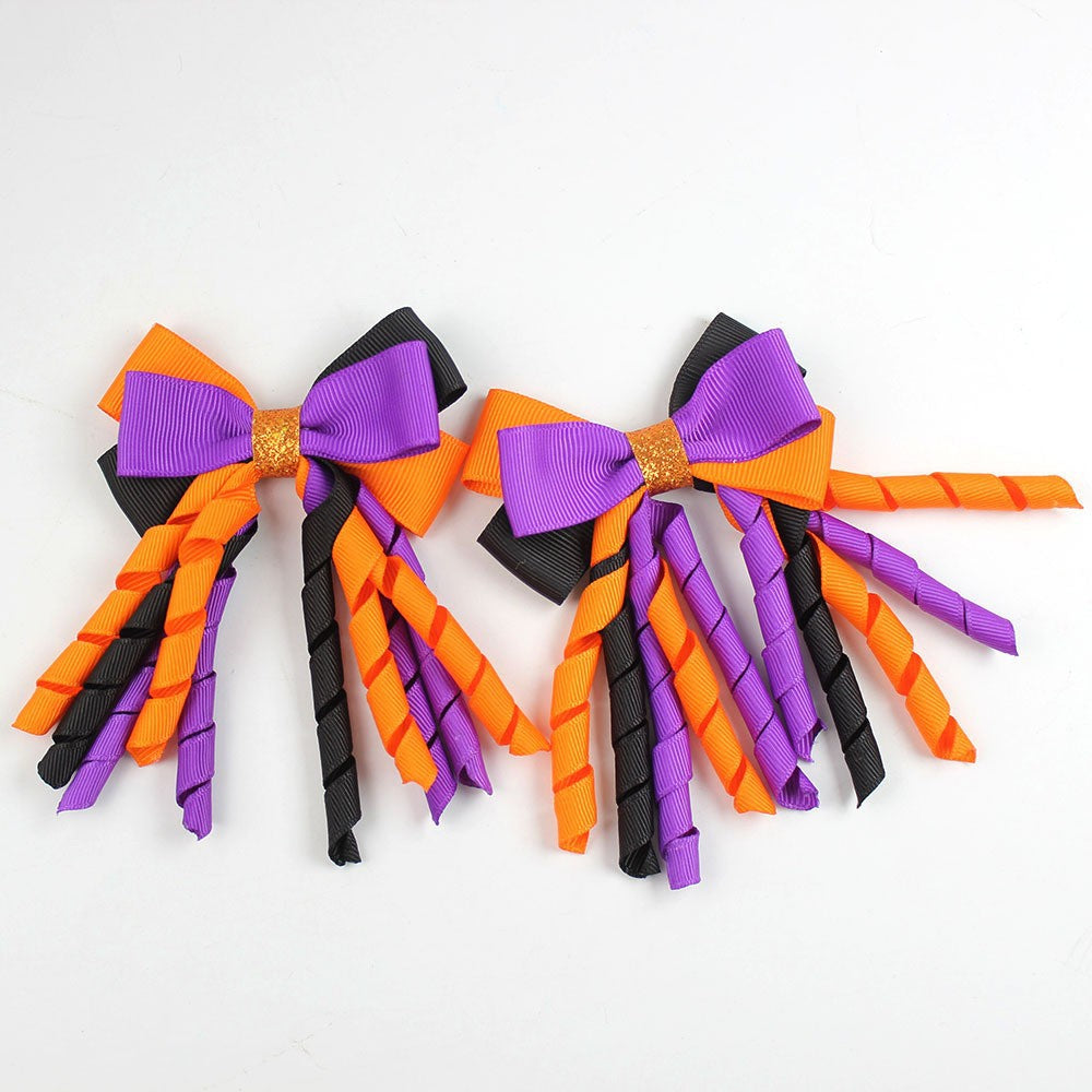 Wholesale 5pcs Bow Curl Ribbon Children's Christmas Independence Day Hair Clip
