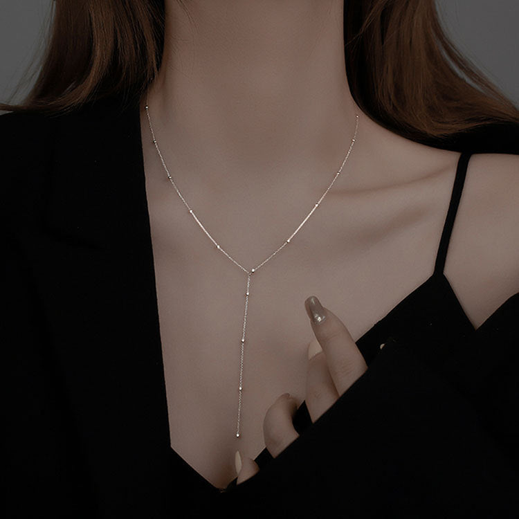 Wholesale 925 Sterling Silver Round Bead Tassel Necklace