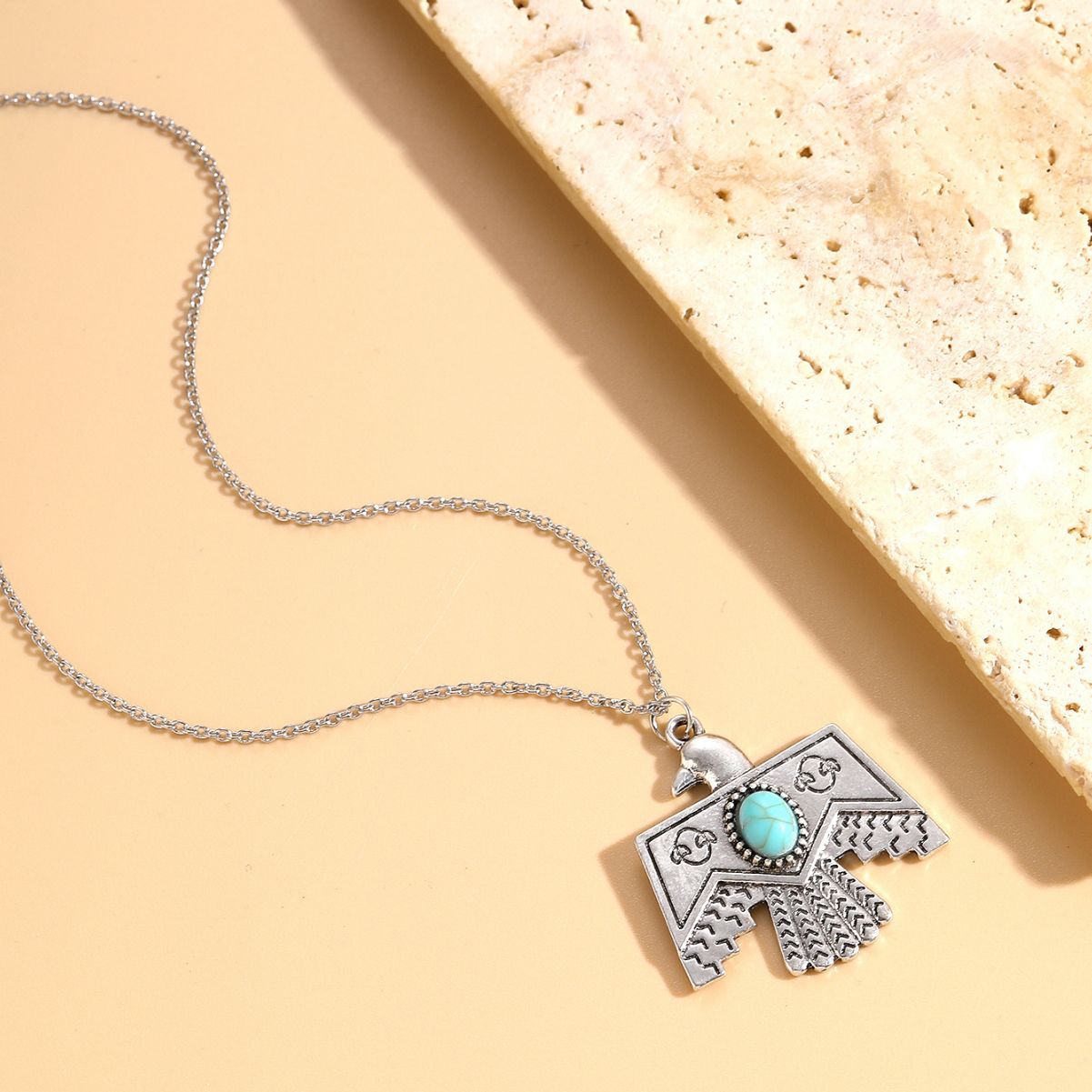 Wholesale Western Denim Alloy Turquoise Eagle Necklace