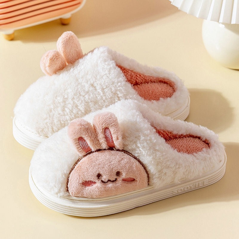 Wholesale Non-slip Warm Thick-soled Cute Cartoon Couple Plush Cotton Slippers