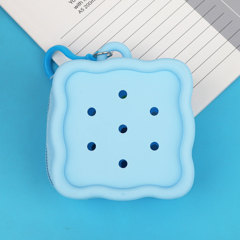 Wholesale Square Hole Coin Purse Children's Cartoon Diy Detachable Silicone Earphone Storage Bag