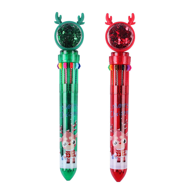 Wholesale Christmas Sequins 10 Colors Push Plastic Ballpoint Pen