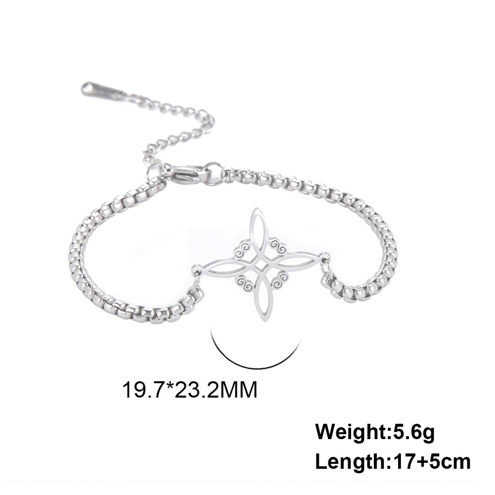 Wholesale Witch knot S-shaped double hole pendant box chain stainless steel bracelet
