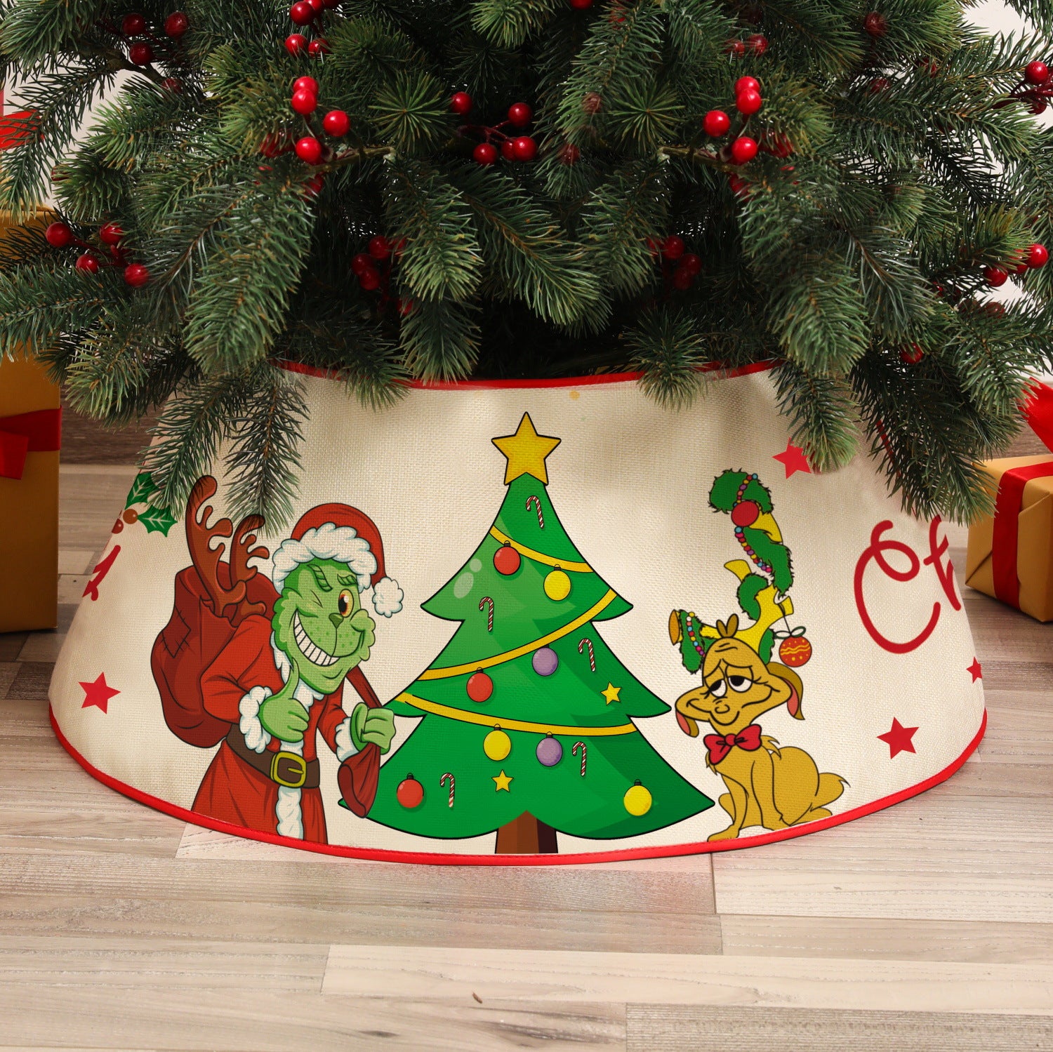 Wholesale Fabric Christmas Tree Skirt Base decoration Props