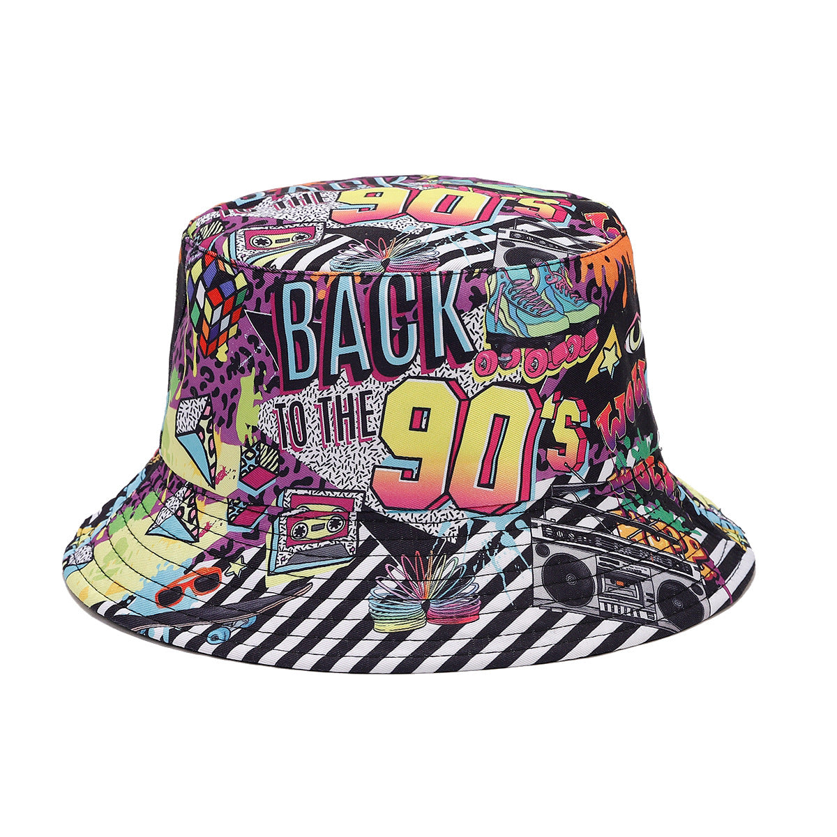 Wholesale  classic 80 90party fisherman hat men's and women's fashion positioning graffiti double-sided basin hat tide