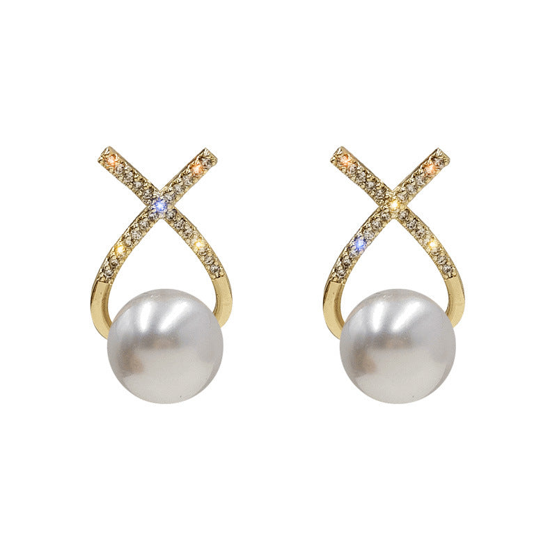 Wholesale 925 Silver Needle Pearls Vintage French Alloy Earrings