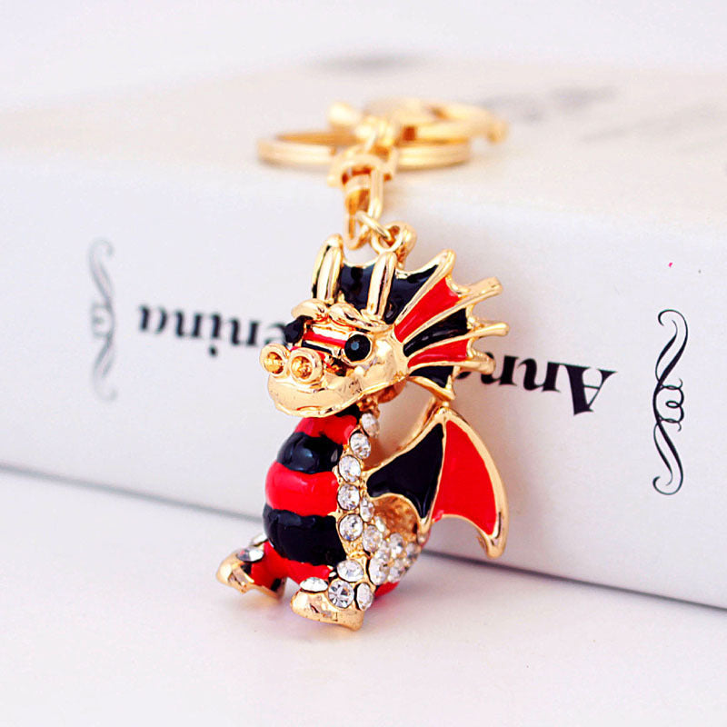 Wholesale Cartoon Crystal Diamond Dragon Zinc Alloy Keychain