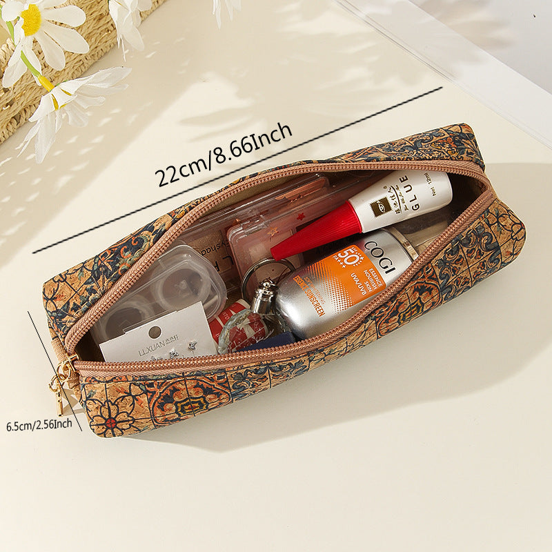 Wholesale Retro Patterned Leather Large Capacity Pencil Case