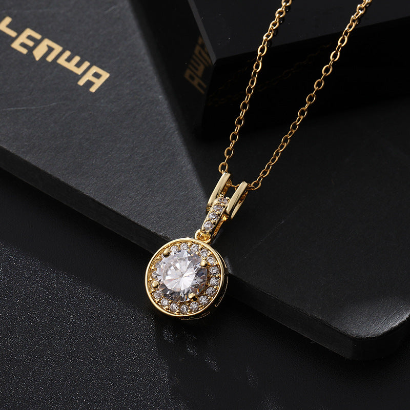 Wholesale Diamond Pendants Geometric Colored Zircon Necklaces