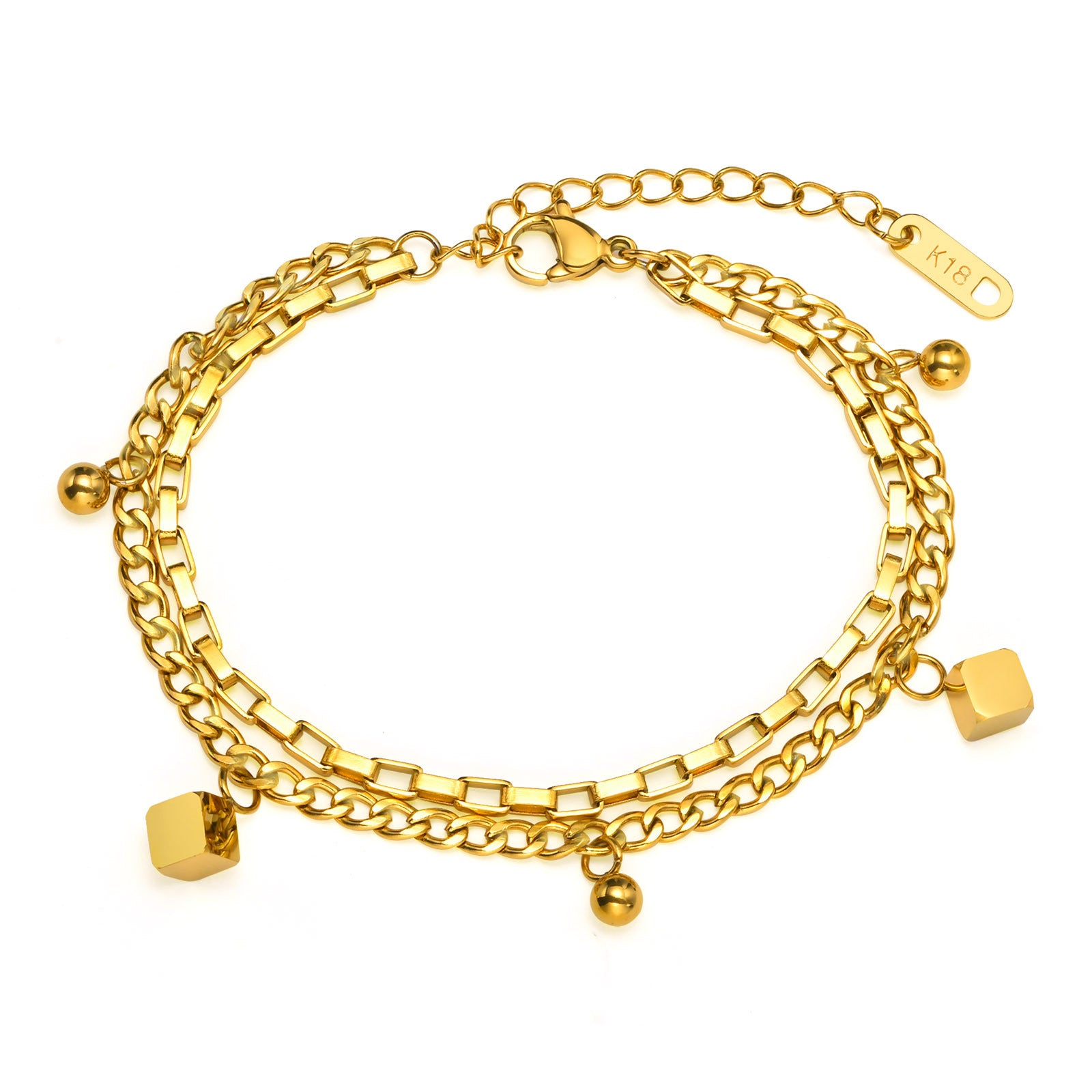 Pulseras de acero inoxidable de acero inoxidable de rectángulo de oro al por mayor