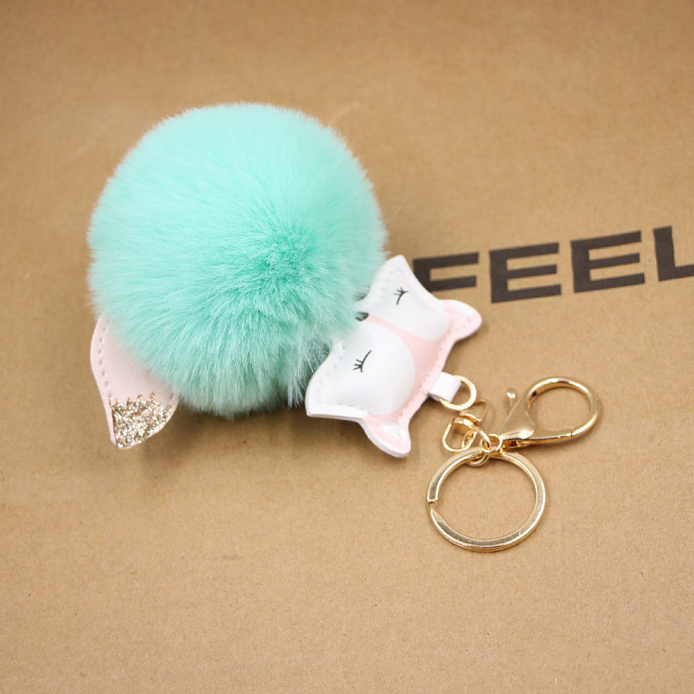 Wholesale Fox Pu Leather Plush Bag Keychain