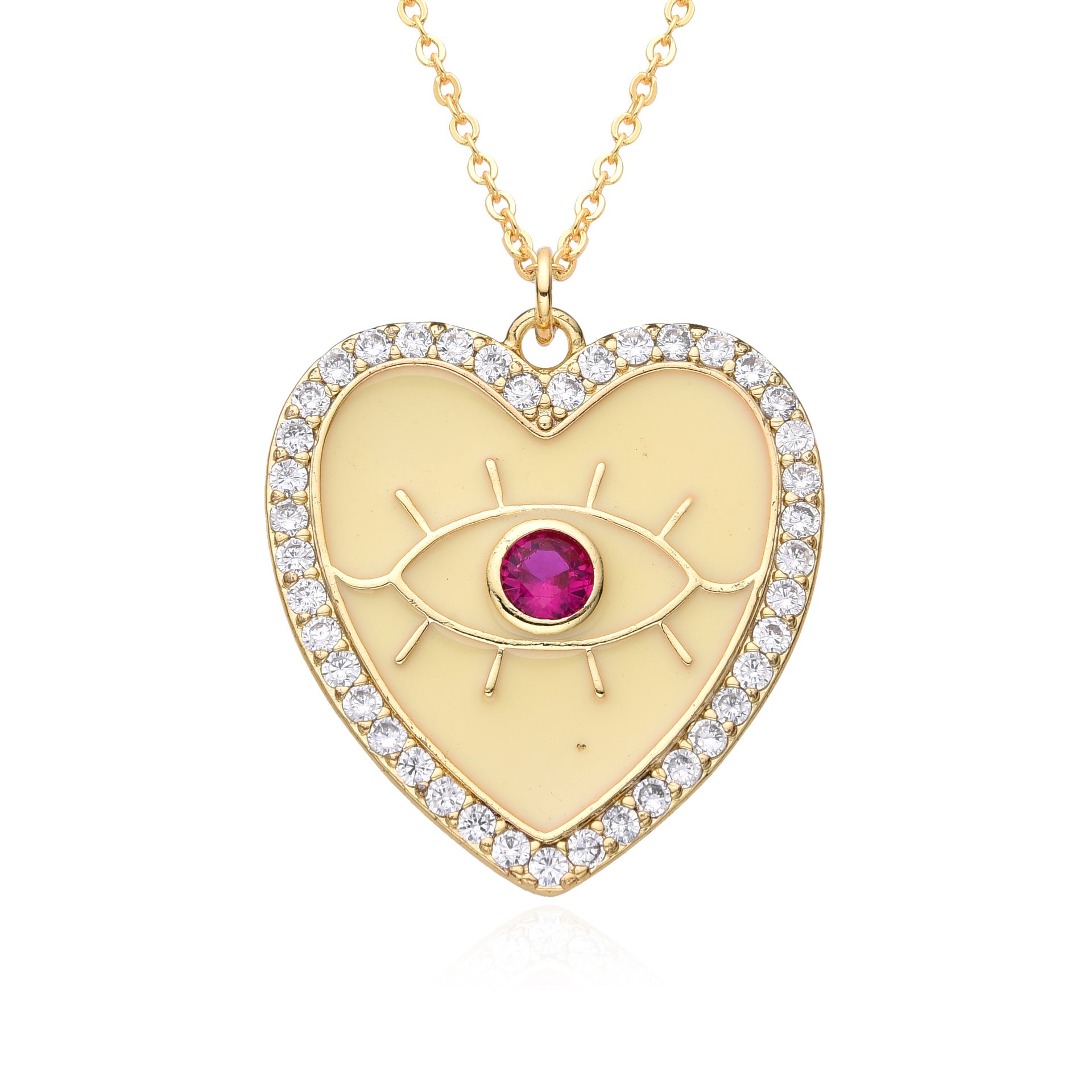 Wholesale Copper Plated Real Gold Dripping Love Eyes Geometric Necklace