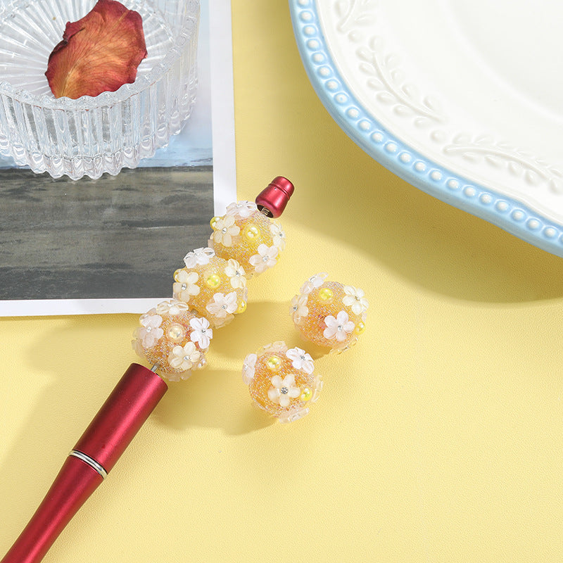 Wholesale 10pcs Heavy Industry Patch Drilling Flower Ball Straight Pole Bead