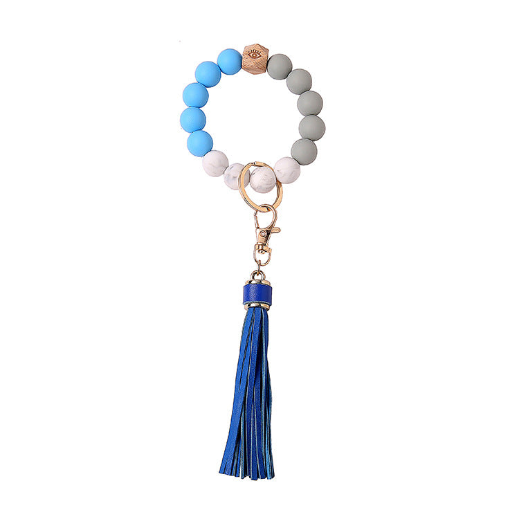 Wholesale Wooden Beads Silicone Beads Tassel Bracelet Keychain
