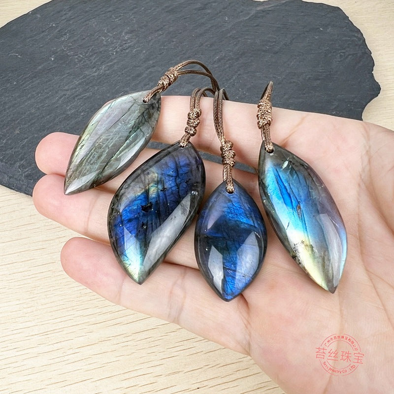 Wholesale Natural Crystal Elongated Stone Raw Stone Polished Semi Precious Stone Necklace