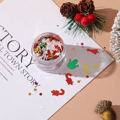 Wholesale DIY Christmas Colors Snowflake Stars Christmas Tree Flow Hemp Dropping Glue Mixed Glitter