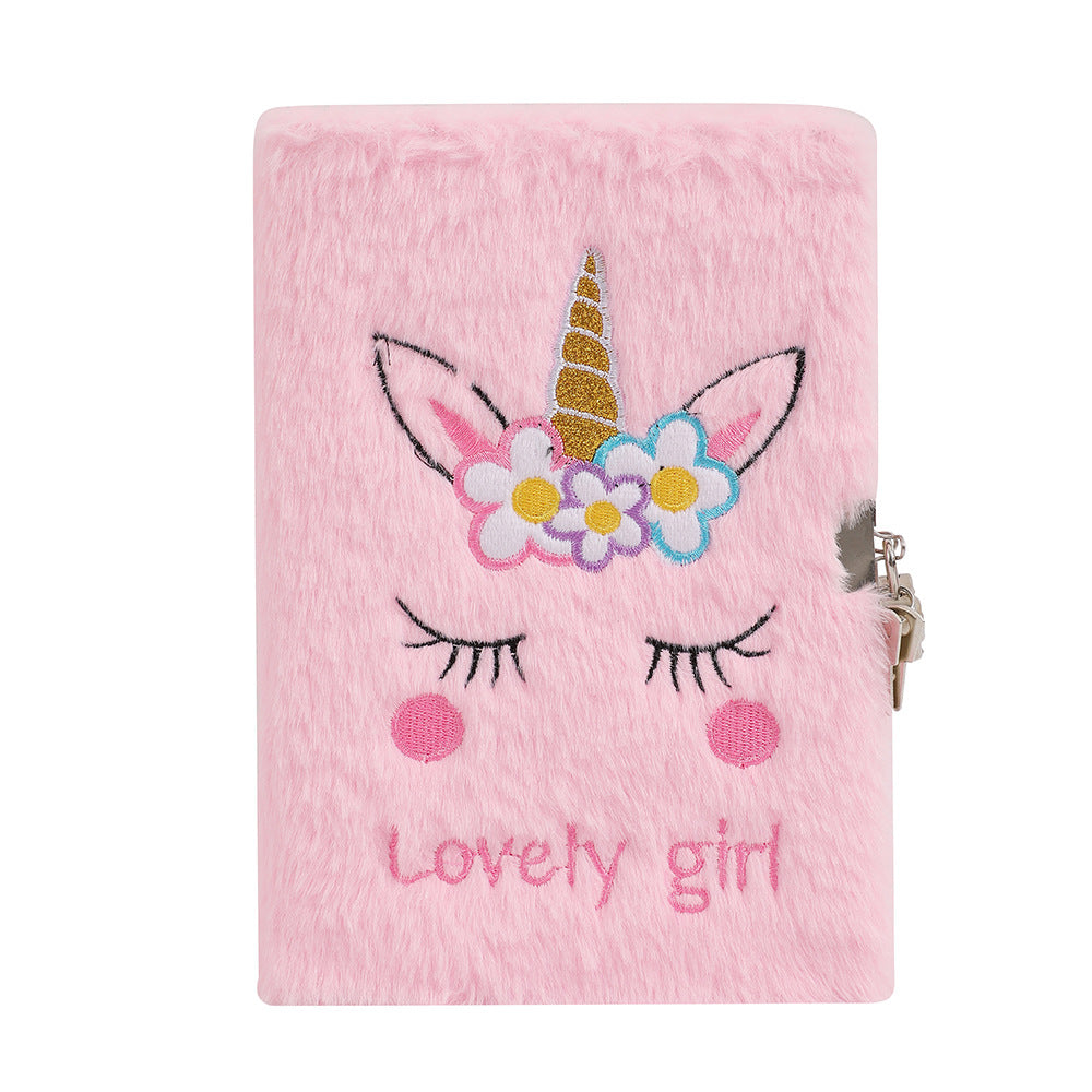 Wholesale Cartoon Plush Notebook Unicorn Diary with Lock