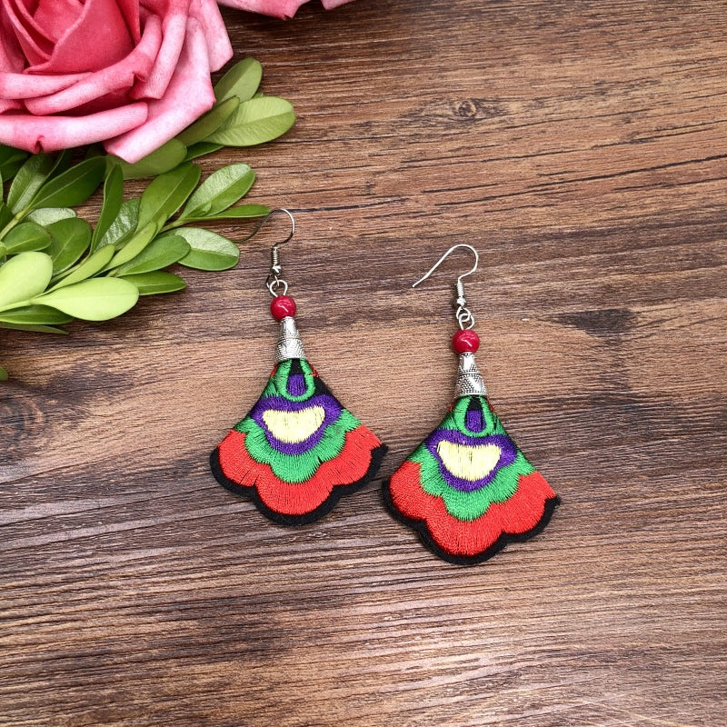Wholesale Embroidery Flower Fabric Earrings