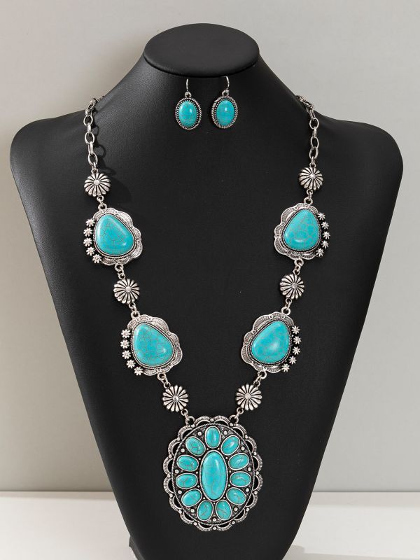 Wholesale Vintage Shaped Necklace Turquoise Earrings Western Style