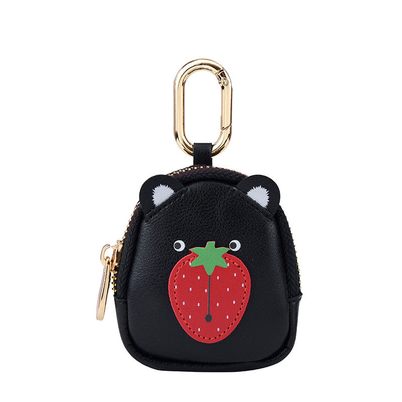 Wholesale Strawberry Bear Mini Wallet Leather Keychain