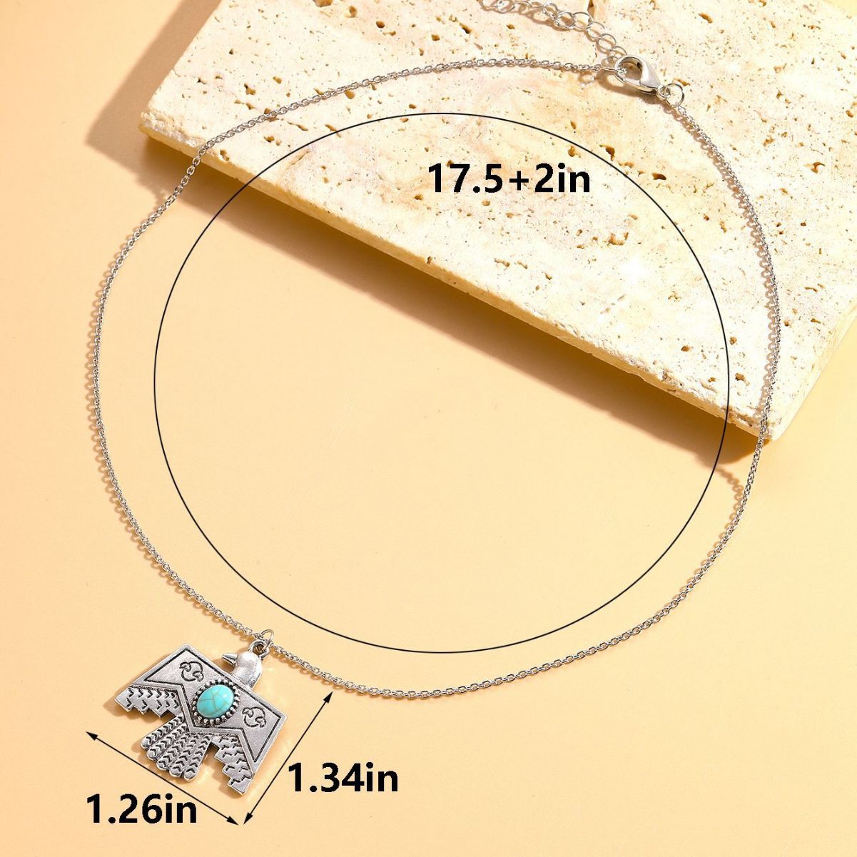 Wholesale Western Denim Alloy Turquoise Eagle Necklace