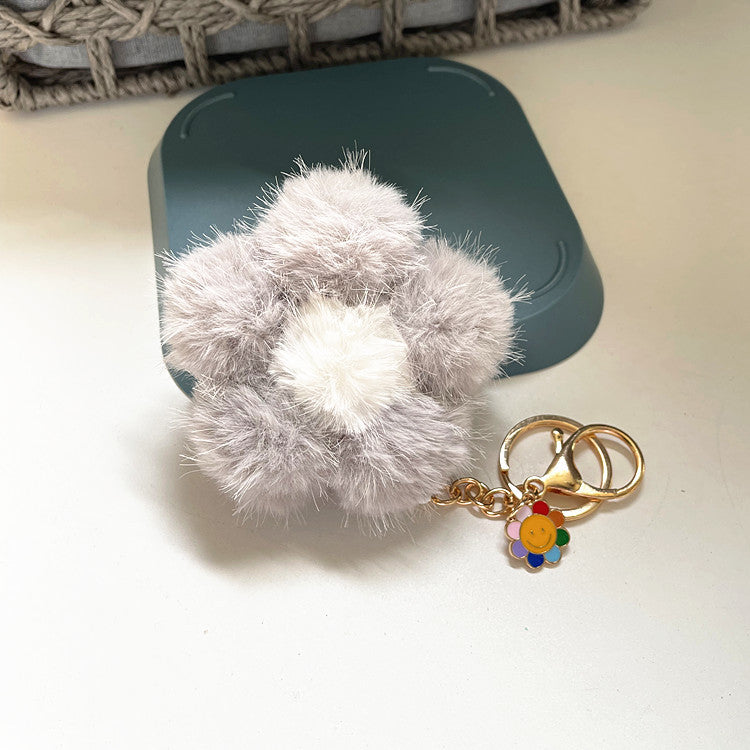 Wholesale Cherry Blossom Fur Ball Car Keychains