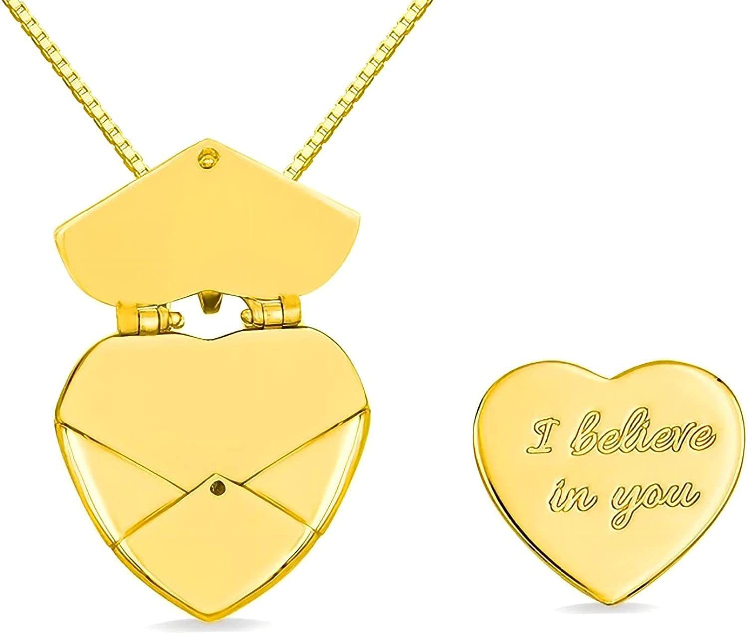 Wholesale Love Envelope Personalized DIY Engraving Openable Smooth Magnetic Heart-Shaped Necklaces